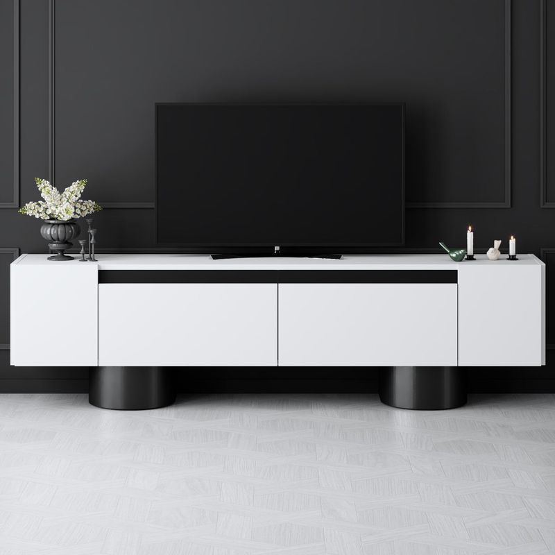 Casa si Gradina - Mobilier - Comode si corpuri - Comode - Comoda tv, Hanah Home, pal melaminat, alb negru, 180x50x30 cm, 618BLY1267 - Infinity.ro