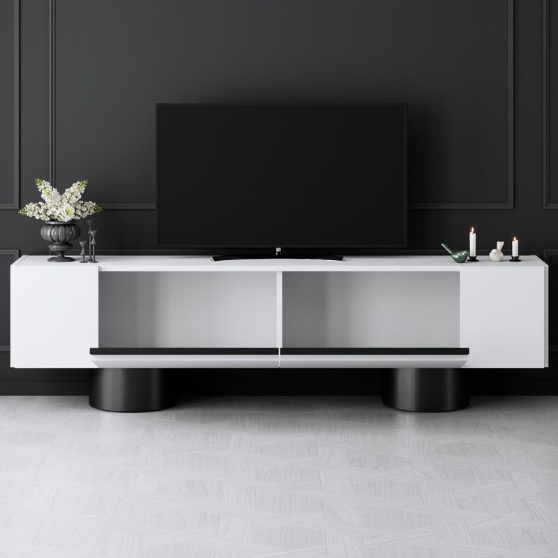 Casa si Gradina - Mobilier - Comode si corpuri - Comode - Comoda tv, Hanah Home, pal melaminat, alb negru, 180x50x30 cm, 618BLY1267 - Infinity.ro