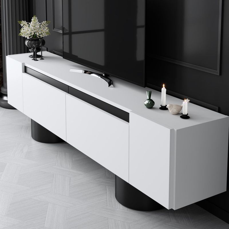 Casa si Gradina - Mobilier - Comode si corpuri - Comode - Comoda tv, Hanah Home, pal melaminat, alb negru, 180x50x30 cm, 618BLY1267 - Infinity.ro