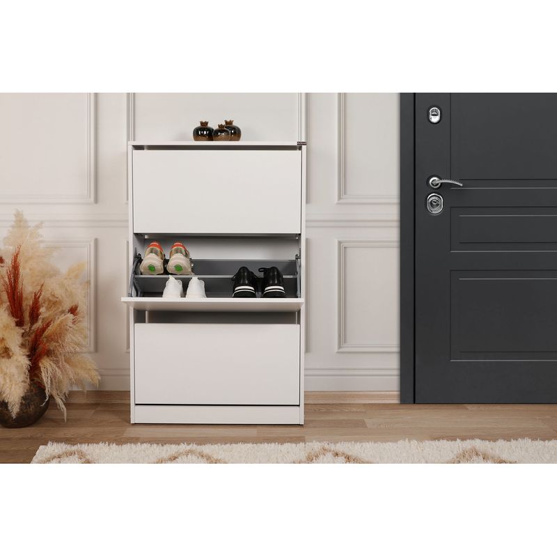 Casa si Gradina - Mobilier - Dulapuri si sifoniere - Dulapuri pantofi - Dulap pantofi, Hanah Home, pal melaminat, alb, 73x26x119 cm - Infinity.ro