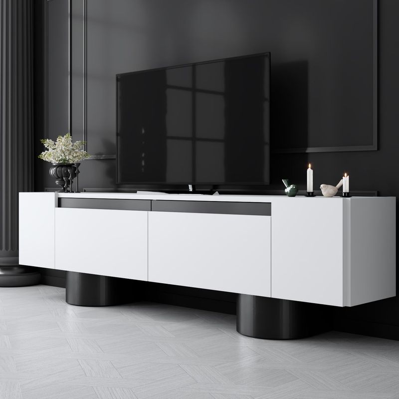 Casa si Gradina - Mobilier - Comode si corpuri - Comode - Comoda tv, Hanah Home, pal melaminat, alb negru, 180x50x30 cm, 618BLY1267 - Infinity.ro