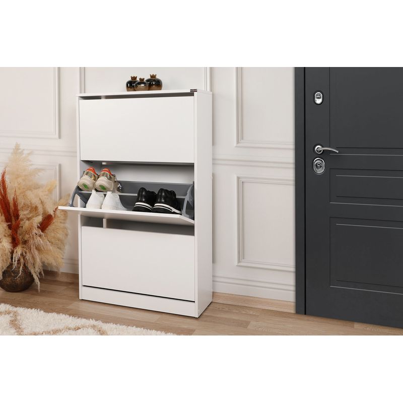 Casa si Gradina - Mobilier - Dulapuri si sifoniere - Dulapuri pantofi - Dulap pantofi, Hanah Home, pal melaminat, alb, 73x26x119 cm - Infinity.ro
