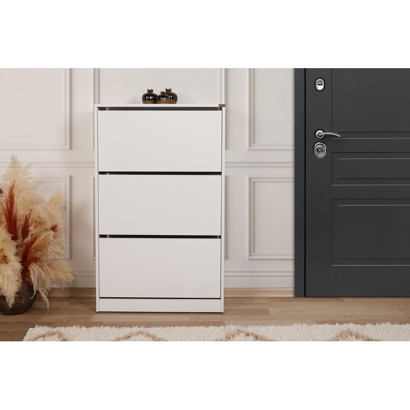 Casa si Gradina - Mobilier - Dulapuri si sifoniere - Dulapuri pantofi - Dulap pantofi, Hanah Home, pal melaminat, alb, 73x26x119 cm - Infinity.ro