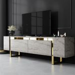 Casa si Gradina - Mobilier - Comode si corpuri - Comode - Comoda tv, Hanah Home, pal melaminat, travertin auriu, 180x50x30 cm - Infinity.ro