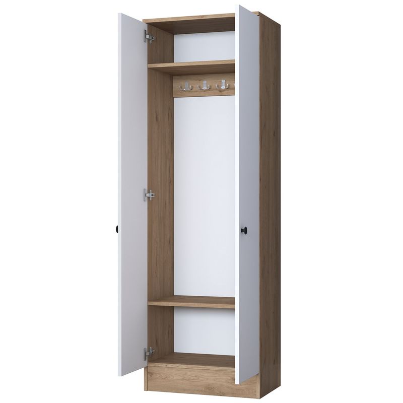 Casa si Gradina - Mobilier - Dulapuri si sifoniere - Sifoniere - Dulap hol, Hanah Home, pal melaminat, alb si nuc, 59.8x37.5x182.8 cm - Infinity.ro