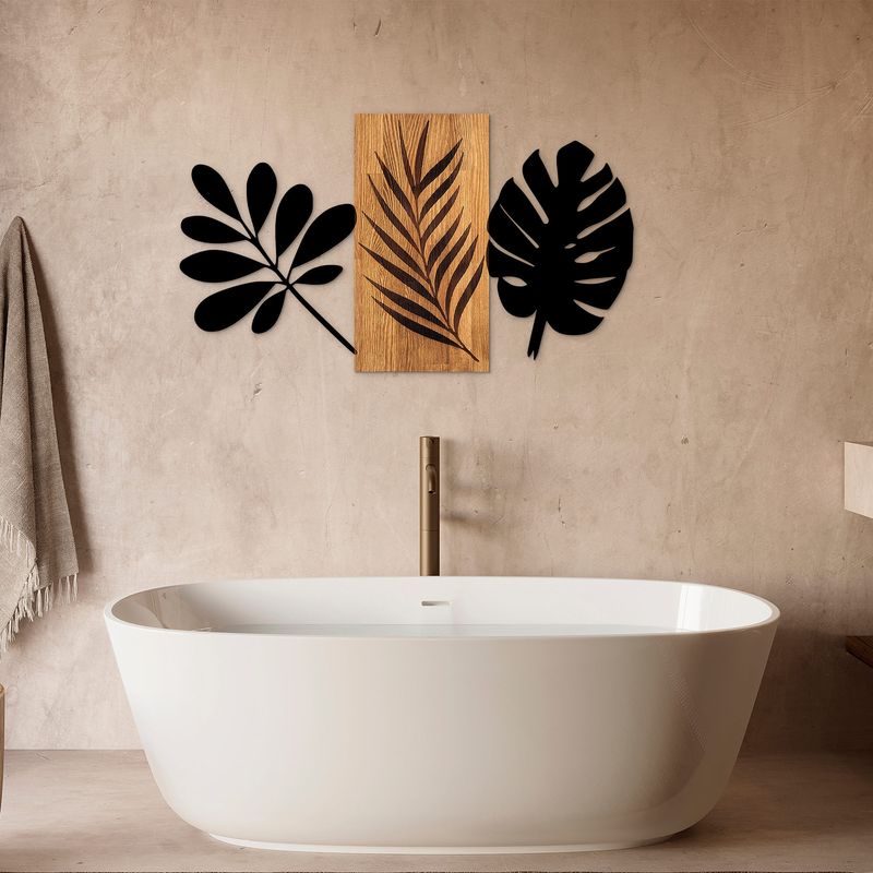 Casa si Gradina - Decoratiuni - Decoratiuni perete - Accesoriu decorativ de perete, Wallxpert, lemn si metal, nuc si negru, 103x58x3 cm - Infinity.ro
