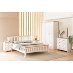 Casa si Gradina - Mobilier - Saltele si somiere - Somiere - Somiera single, Hanah Home, mdf lacuit, alb si stejar, 90x200 cm - Infinity.ro