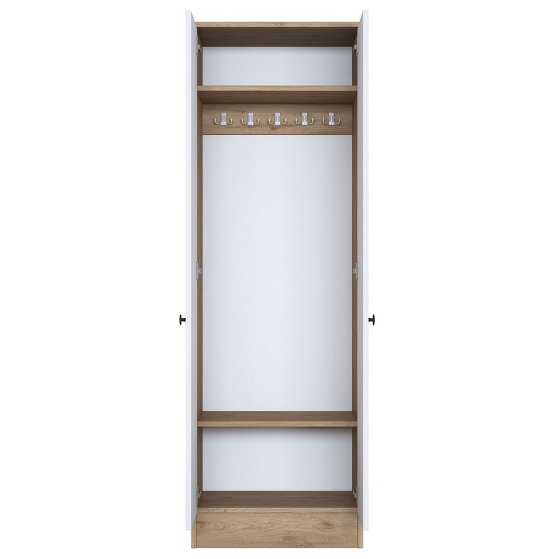 Casa si Gradina - Mobilier - Dulapuri si sifoniere - Sifoniere - Dulap hol, Hanah Home, pal melaminat, alb si nuc, 59.8x37.5x182.8 cm - Infinity.ro