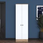 Casa si Gradina - Mobilier - Dulapuri si sifoniere - Sifoniere - Dulap hol, Hanah Home, pal melaminat, alb si nuc, 59.8x37.5x182.8 cm - Infinity.ro