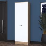 Casa si Gradina - Mobilier - Dulapuri si sifoniere - Sifoniere - Dulap hol, Hanah Home, pal melaminat, alb si nuc, 59.8x37.5x182.8 cm - Infinity.ro