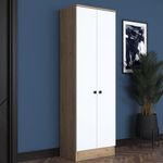 Casa si Gradina - Mobilier - Dulapuri si sifoniere - Sifoniere - Dulap hol, Hanah Home, pal melaminat, alb si nuc, 59.8x37.5x182.8 cm - Infinity.ro