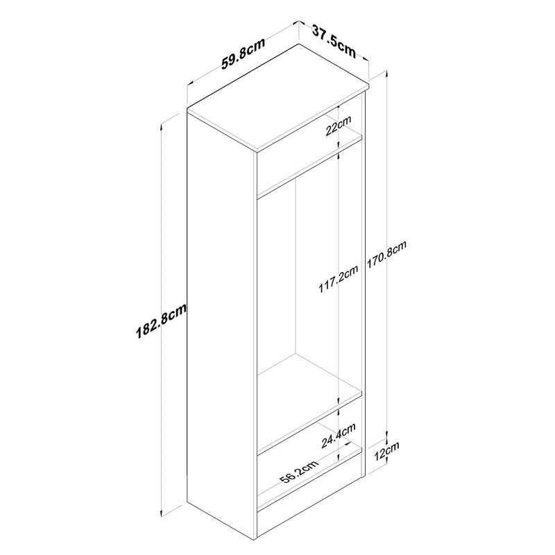 Casa si Gradina - Mobilier - Dulapuri si sifoniere - Sifoniere - Dulap hol, Hanah Home, pal melaminat, alb si nuc, 59.8x37.5x182.8 cm - Infinity.ro