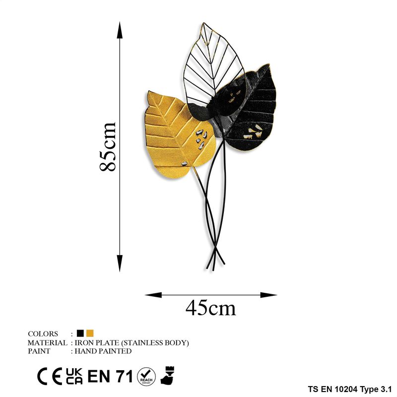 Casa si Gradina - Decoratiuni - Decoratiuni perete - Accesoriu decorativ de perete, Wallxpert, metal, galben negru, 45x85 cm - Infinity.ro