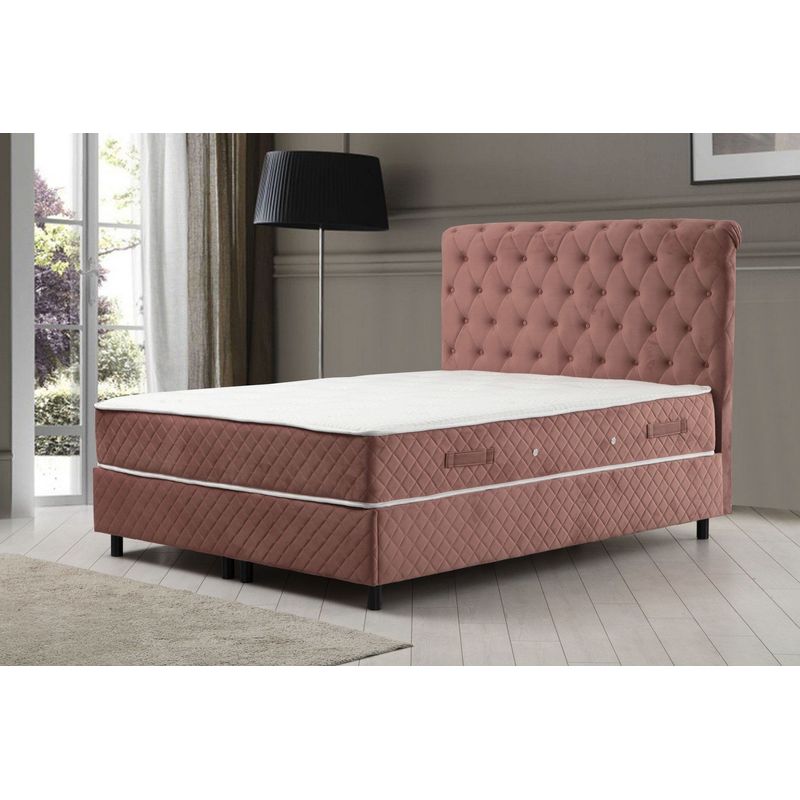 Casa si Gradina - Mobilier - Seturi de mobilier - Seturi dormitor - Set dormitor, Hanah Home, pal melaminat, roz prafuit, 120x200 cm, 771MND1287 - Infinity.ro