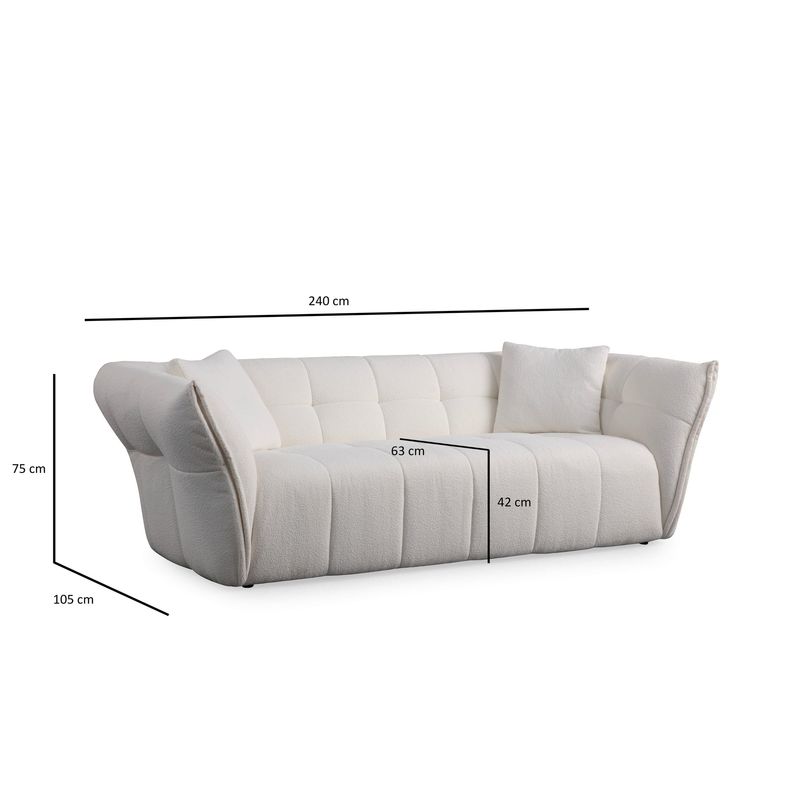 Casa si Gradina - Mobilier - Canapele si coltare - Canapele - Canapea 3 locuri, Atelier Del Sofa, lemn fag si pal, alb, 240x105x75 cm, 560ARE1542 - Infinity.ro