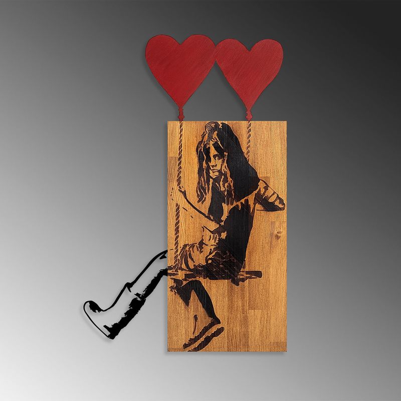 Casa si Gradina - Decoratiuni - Decoratiuni perete - Accesoriu decorativ de perete, Wallxpert, lemn, nuc si negru, 50x80 cm - Infinity.ro