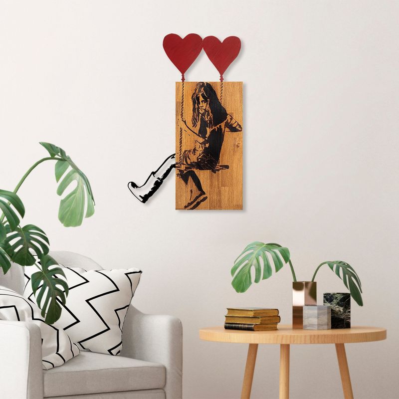 Casa si Gradina - Decoratiuni - Decoratiuni perete - Accesoriu decorativ de perete, Wallxpert, lemn, nuc si negru, 50x80 cm - Infinity.ro