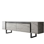 Casa si Gradina - Mobilier - Comode si corpuri - Comode - Comoda tv, Hanah Home, pal melaminat, travertin si negru, 180x50x30 cm, 618BLY1277 - Infinity.ro