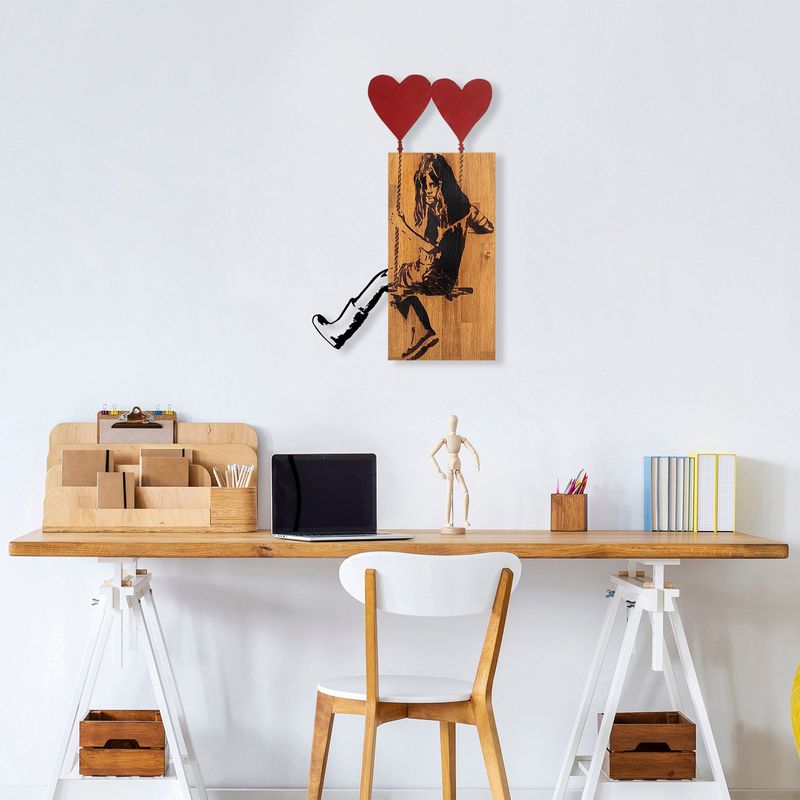 Casa si Gradina - Decoratiuni - Decoratiuni perete - Accesoriu decorativ de perete, Wallxpert, lemn, nuc si negru, 50x80 cm - Infinity.ro
