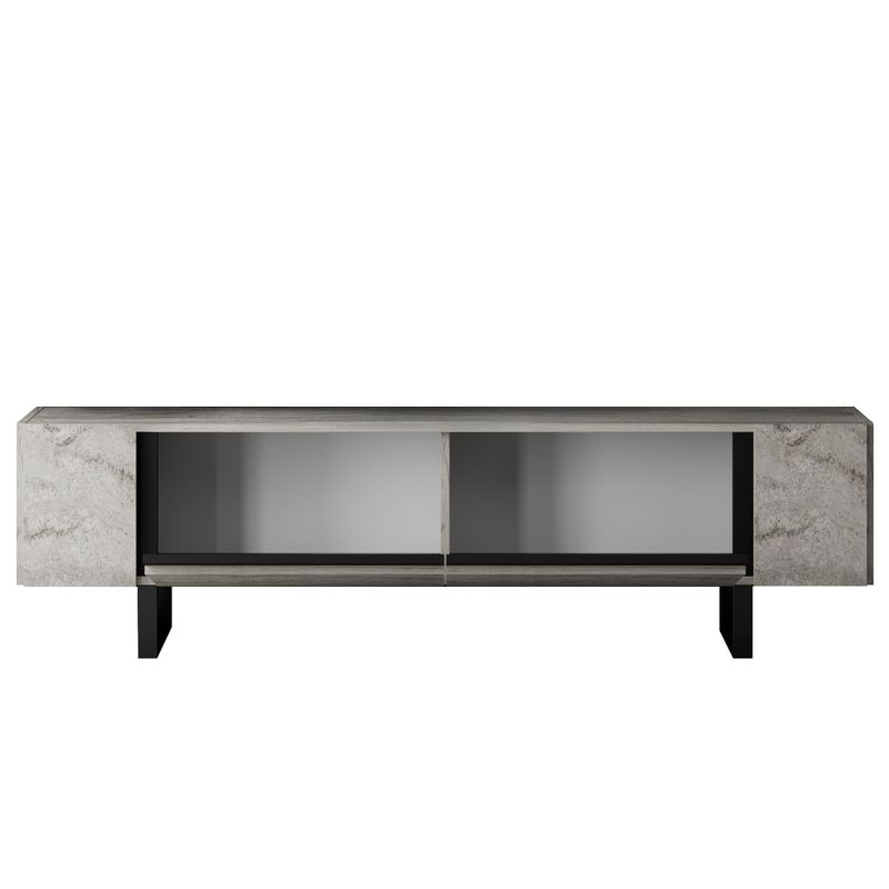 Casa si Gradina - Mobilier - Comode si corpuri - Comode - Comoda tv, Hanah Home, pal melaminat, travertin si negru, 180x50x30 cm, 618BLY1277 - Infinity.ro