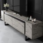Casa si Gradina - Mobilier - Comode si corpuri - Comode - Comoda tv, Hanah Home, pal melaminat, travertin si negru, 180x50x30 cm, 618BLY1277 - Infinity.ro