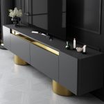 Casa si Gradina - Mobilier - Comode si corpuri - Comode - Comoda tv, Hanah Home, pal melaminat, antracit si auriu, 180x50x30 cm, 618BLY1260 - Infinity.ro