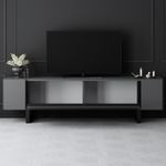 Casa si Gradina - Mobilier - Comode si corpuri - Comode - Comoda tv, Hanah Home, pal melaminat, antracit si negru, 180x50x30 cm, 618BLY1275 - Infinity.ro