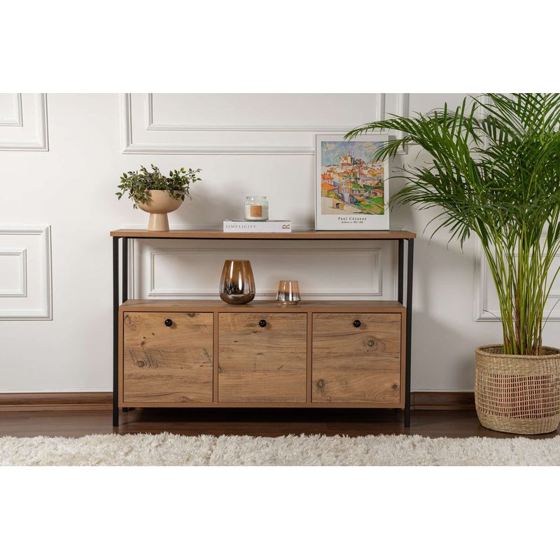 Casa si Gradina - Mobilier - Comode si corpuri - Console - Consola, Hanah Home, pal melaminat, pin atlantic si negru, 120x30x75 cm, 241NRD1340 - Infinity.ro