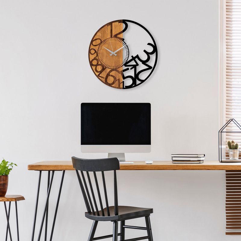 Casa si Gradina - Decoratiuni - Ceasuri - Ceas de perete decorativ, Wallxpert, lemn, nuc si negru, 56x3x56 cm, 539TNL1152 - Infinity.ro