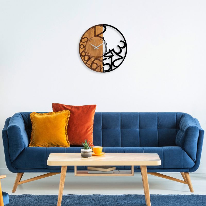 Casa si Gradina - Decoratiuni - Ceasuri - Ceas de perete decorativ, Wallxpert, lemn, nuc si negru, 56x3x56 cm, 539TNL1152 - Infinity.ro