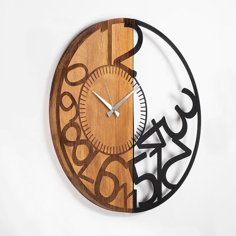 Casa si Gradina - Decoratiuni - Ceasuri - Ceas de perete decorativ, Wallxpert, lemn, nuc si negru, 56x3x56 cm, 539TNL1152 - Infinity.ro
