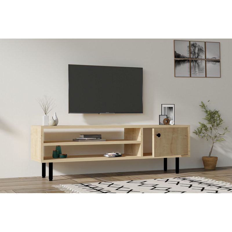 Casa si Gradina - Mobilier - Comode si corpuri - Console - Comoda tv, Hanah Home, pal melaminat, stejar safir, 120x38x30 cm - Infinity.ro