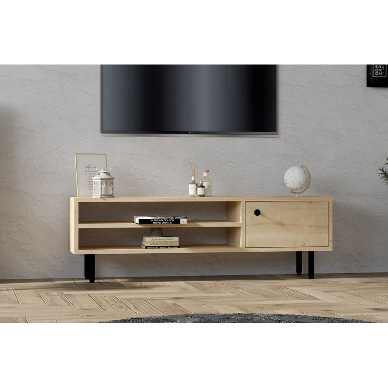 Casa si Gradina - Mobilier - Comode si corpuri - Console - Comoda tv, Hanah Home, pal melaminat, stejar safir, 120x38x30 cm - Infinity.ro