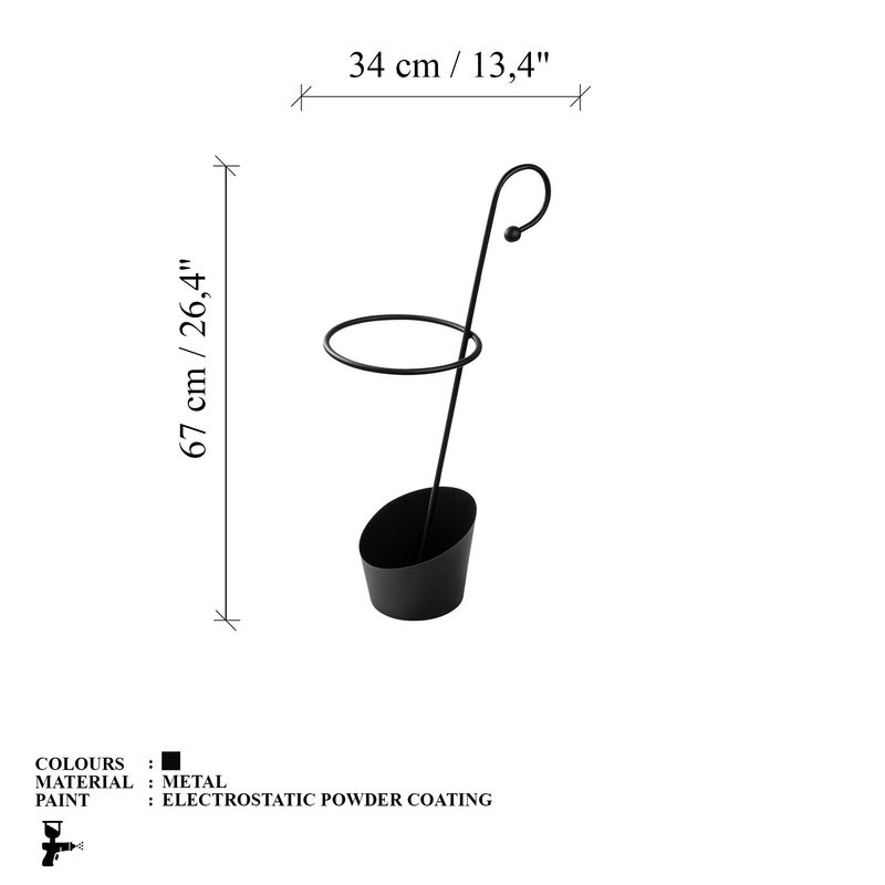 Casa si Gradina - Decoratiuni - Obiecte decorative - Suporturi umbrele - Suport umbrele, Aberto Design, metal, negru, 34x23x67 cm - Infinity.ro
