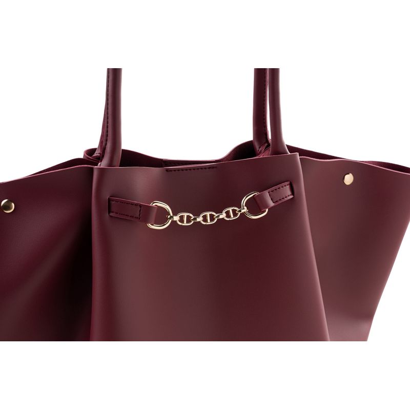 Fashion, accesorii si bijuterii - Femei - Accesorii femei - Genti si rucsacuri femei - Geanta tote, Lucky Bees, piele polivinilica, rosu bordo, 28x10x17 cm - Infinity.ro