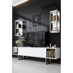 Casa si Gradina - Mobilier - Comode si corpuri - Comode - Comoda tv, Hanah Home, pal melaminat, alb negru, 180x30x48 cm, 618BLY1146 - Infinity.ro