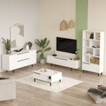 Casa si Gradina - Mobilier - Seturi de mobilier - Seturi living - Set mobilier living, Hanah Home, pal melaminat, alb, picioare metalice - Infinity.ro
