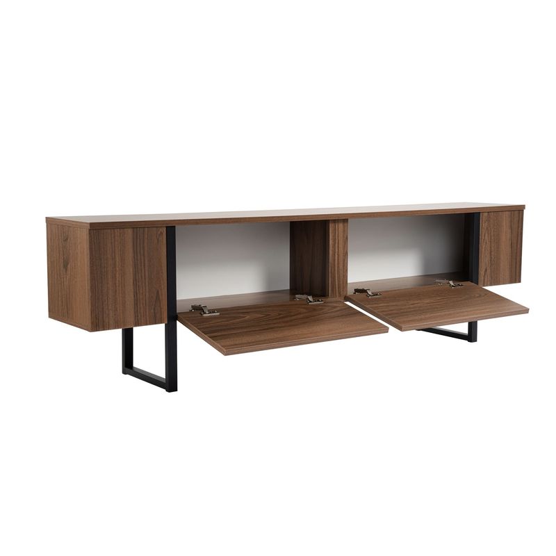 Casa si Gradina - Mobilier - Comode si corpuri - Comode - Comoda tv, Hanah Home, pal melaminat, nuc si negru, 180x50x29.5 cm - Infinity.ro