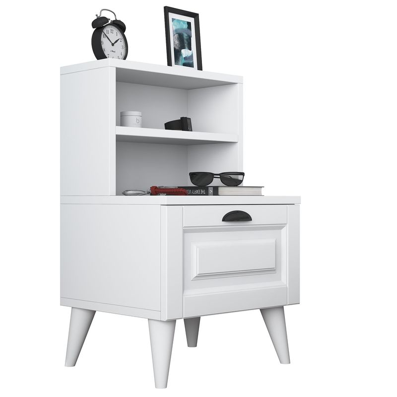 Casa si Gradina - Mobilier - Comode si corpuri - Noptiere - Noptiera, Hanah Home, pal melaminat, alb, 45x40x74.4 cm - Infinity.ro