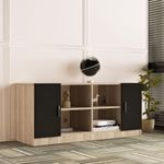 Casa si Gradina - Mobilier - Mese si birouri - Birouri - Set mobilier birou, Hanah Home, pal melaminat, stejar si negru, birou 140x60x73.8 cm, masuta 60x50x46.3 cm, consola 139.8x46.3x61.8 cm - Infinity.ro