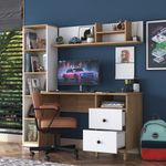 Casa si Gradina - Mobilier - Mese si birouri - Birouri - Birou, Hanah Home, pal melaminat, nuc si alb, 120x50x161.8 cm - Infinity.ro