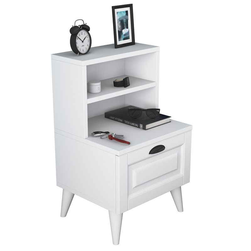 Casa si Gradina - Mobilier - Comode si corpuri - Noptiere - Noptiera, Hanah Home, pal melaminat, alb, 45x40x74.4 cm - Infinity.ro