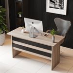 Casa si Gradina - Mobilier - Mese si birouri - Birouri - Set mobilier birou, Hanah Home, pal melaminat, stejar si negru, birou 140x60x73.8 cm, masuta 60x50x46.3 cm, consola 139.8x46.3x61.8 cm - Infinity.ro