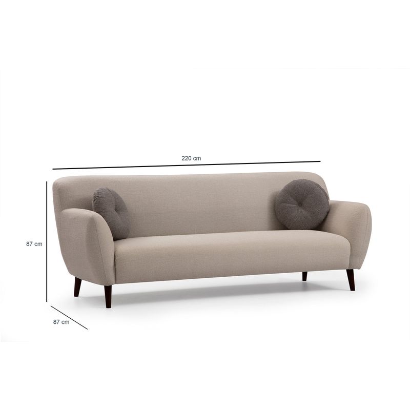 Casa si Gradina - Mobilier - Canapele si coltare - Canapele - Canapea 3 locuri, Hanah Home, lemn fag si pal, bej, 220x87x87 cm - Infinity.ro
