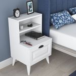 Casa si Gradina - Mobilier - Comode si corpuri - Noptiere - Noptiera, Hanah Home, pal melaminat, alb, 45x40x74.4 cm - Infinity.ro