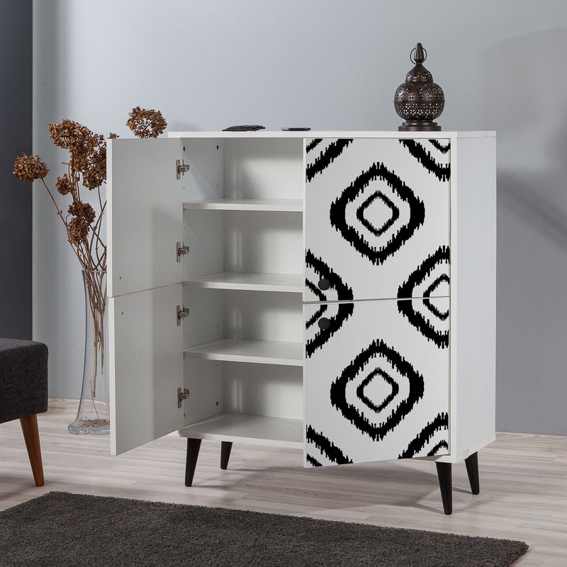 Casa si Gradina - Mobilier - Dulapuri si sifoniere - Dulapuri - Dulap multifunctional, Hanah Home, pal melaminat, alb negru, 95x36x111 cm, 869VEL3987 - Infinity.ro