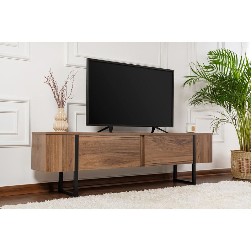 Casa si Gradina - Mobilier - Comode si corpuri - Comode - Comoda tv, Hanah Home, pal melaminat, nuc si negru, 180x50x29.5 cm - Infinity.ro