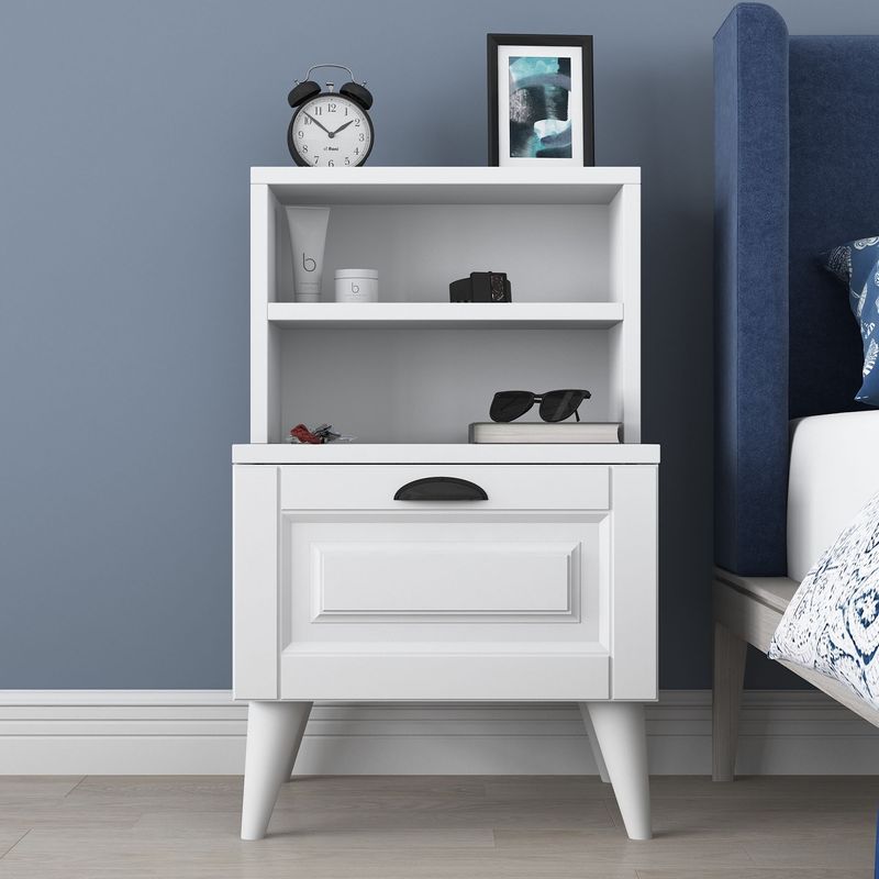 Casa si Gradina - Mobilier - Comode si corpuri - Noptiere - Noptiera, Hanah Home, pal melaminat, alb, 45x40x74.4 cm - Infinity.ro