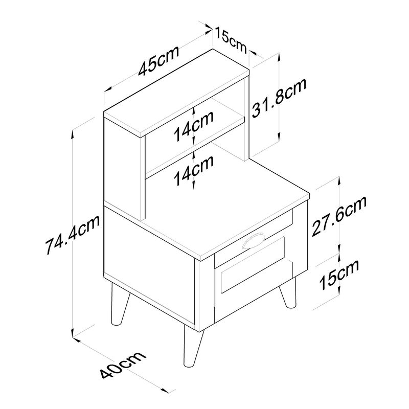 Casa si Gradina - Mobilier - Comode si corpuri - Noptiere - Noptiera, Hanah Home, pal melaminat, alb, 45x40x74.4 cm - Infinity.ro