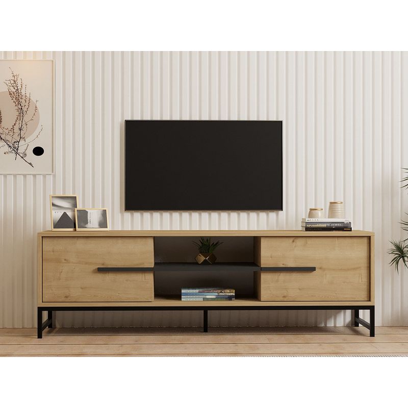 Casa si Gradina - Mobilier - Comode si corpuri - Console - Suport tv, Hanah Home, pal melaminat, stejar safir, 160x40x50 cm - Infinity.ro